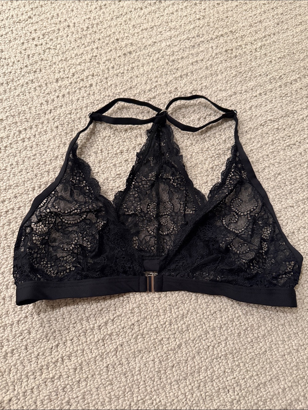 Only Hearts Black Lace Bralette with Racerback Straps - Front closure